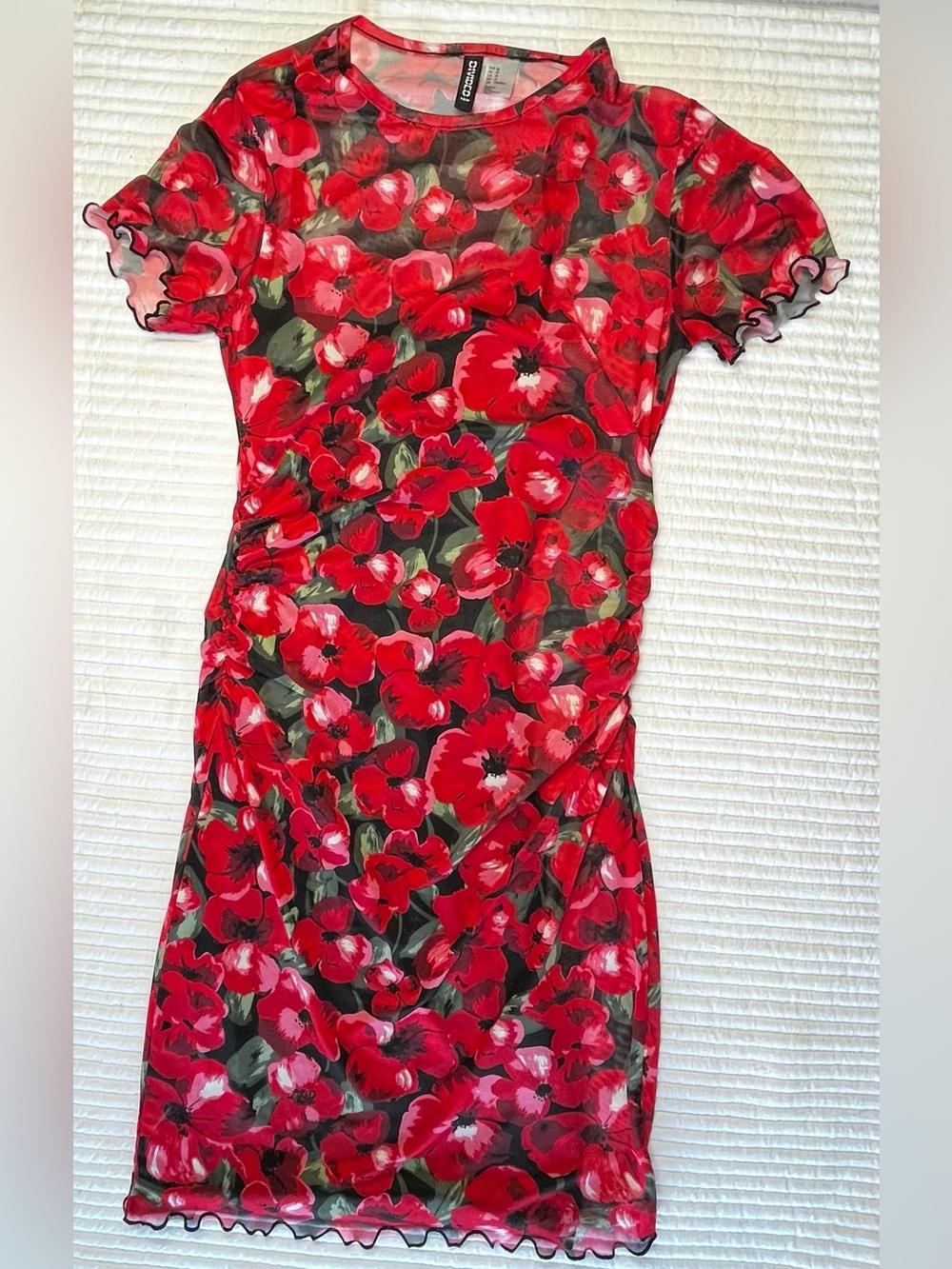 H&M Red Floral Midi Dress